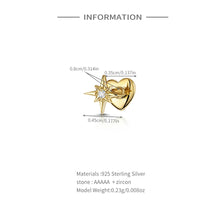 925 Sterling Silver Heart Zircon Stud Earrings – Push-Back Design