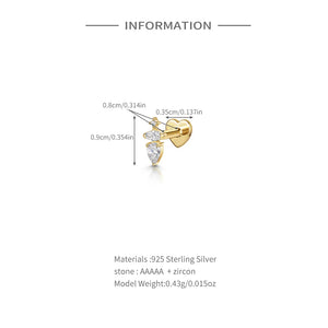 925 Sterling Silver Heart Zircon Stud Earrings – Push-Back Design