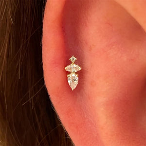 925 Sterling Silver Heart Zircon Stud Earrings – Push-Back Design