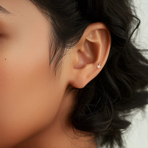 925 Sterling Silver Heart Zircon Stud Earrings – Push-Back Design