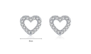 925 Sterling Silver Romantic Heart Stud Earrings