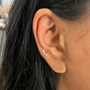 925 Sterling Silver Heart Zircon Stud Earrings – Push-Back Design